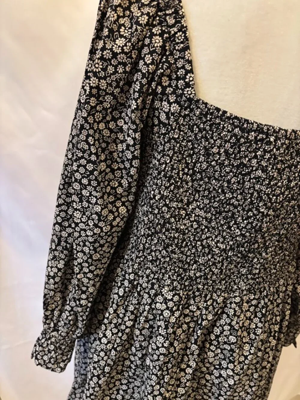 MADEWELL Lucie Elbow-Sleeve Smocked Dress in Parisian Ditsy - size Large - Picture 16 of 16